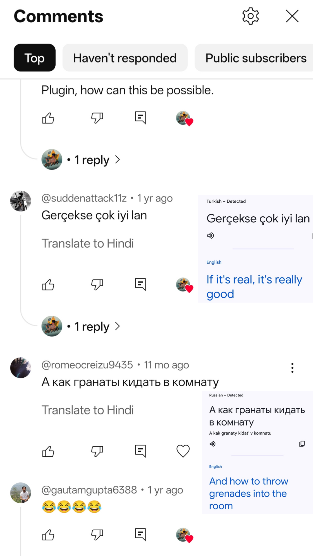 User message